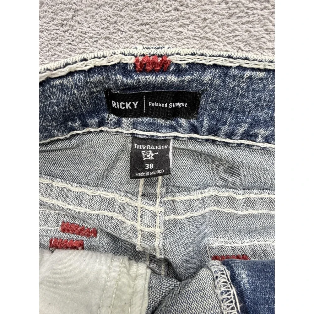 True‎ Religion Ricky Jeans Mens Measured 40x29 Blue Relaxed Straight Zip Fly